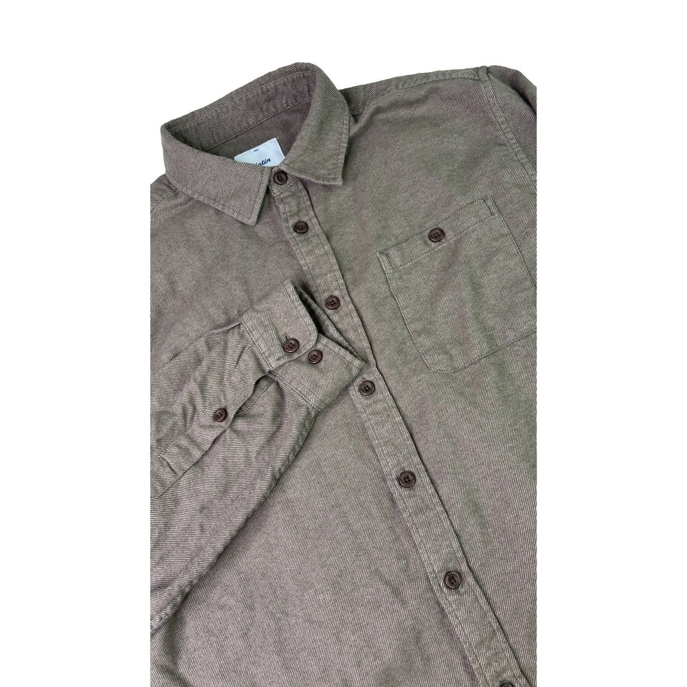 Katin Mens Flannel Shirt Medium Brown Long Sleeve Cotton Button Up A10-882